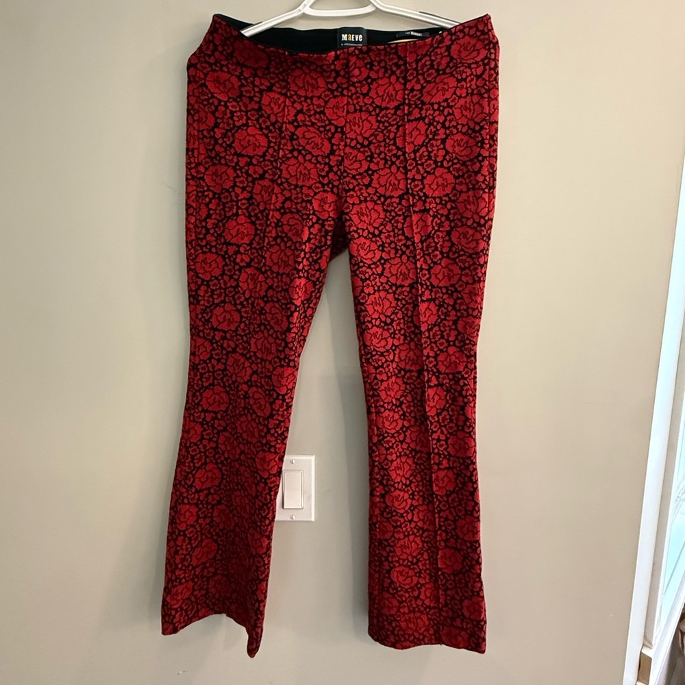Maeve Red and Black Textured Pants